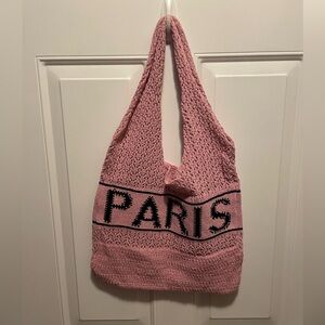 Pink Knit PARIS Tote Bag new